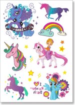 Tattoo rainbow unicorn - plaktattoo - tijdelijke tattoo - 14.8 cm x 10.5 cm (L x B)