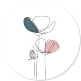 Wandcirkel - bloemen - muurcirkel - binnen - lijntekening - klaprozen - ⌀ 60 cm - wanddecoratie - incl ophangsysteem - wallcircle - Coszy