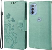 Bloemen Book Case - Motorola Moto G31 / G41 Hoesje - Groen