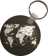 Porte-clés - Wereldkaart - Wit - Animaux - Plastique - Rond - Cadeaux à distribuer