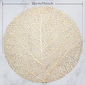 Gouden Placemat Leaf - Rond -  Set van 4 Stuks - Bloem - Blad Goud- Elegant - Chique - Feest - Bruiloft - Trouwen - Hoogwaardig kwaliteit - 38 cm - Feestelijk Dineren