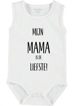 Baby Rompertje met tekst 'Mijn mama is de liefste' | mouwloos l | wit zwart | maat 62/68 | cadeau | Kraamcadeau | Kraamkado