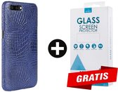 Backcover Slangenprint Fashion Hoesje iPhone 8 Plus Blauw - Gratis Screen Protector - Telefoonhoesje - Smartphonehoesje
