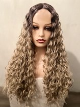Synthetische curly hair middle part wig kleur R1B-627 60cm