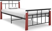 Bedframe metaal en massief eikenhout 90x200 cm