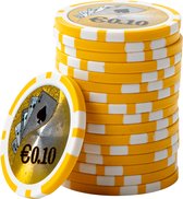 ABS Cashgame Poker Chips €0,10 geel (25 stuks)- pokerchips - pokerfiches - ABS chips - pokerspel - pokerset - poker set