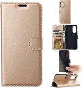 Samsung Galaxy A52  Telefoonhoesje - Bookcase - Ruimte voor 3 pasjes - Kunstleer - met 1x Tempered Screenprotector - SAFRANT1 - Goud