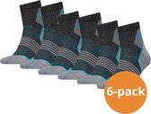 HEAD Wandelsokken - Hiking Quarter sokken - 6-paar halfhoge wandel sokken Unisex - Grey/Blue - Maat 43/46