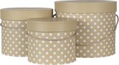 Hoedendoos Set van 3 Ø 23*20 cm Beige, Bruin Karton Stippen Opbergdoos