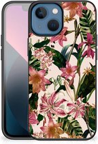 Leuk TPU Back Case geschikt voor iPhone 13 mini Telefoon Hoesje met Zwarte rand Bloemen
