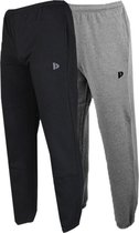 2-Pack Donnay Joggingbroek met boord - Sportbroek - Heren - Maat XXL - Black/Silver-marl