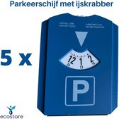 Luxe parkeerschijf met ijskrabber - Parkeerschijven - Parkeerschijf hard - Parkeerschijf Blauw - Ijskrabber - Europese parkeerschijf - 5 STUKS
