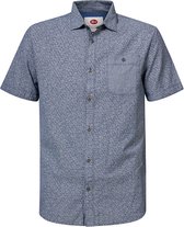 Petrol Industries - Heren Miniprint shortsleeve shirt - Blauw - Maat L