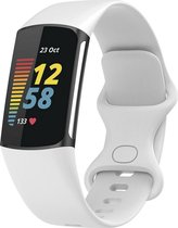 Shop4 - Bandje voor Fitbit Charge 5 - Siliconen Wit