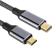 USB C naar Mini DisplayPort kabel - 3840 x 2160 (60Hz) - Nylon mantel - Grijs - 0.5 meter - Allteq