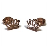 Aramat jewels ® - Chirurgisch stalen oorbellen lotus zweerknopjes rosékleurig 10x7mm