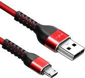 Micro USB kabel - 2.0 - 4.8 Gb/s overdrachtssnelheid - Nylon mantel - Rood - 2 meter - Allteq