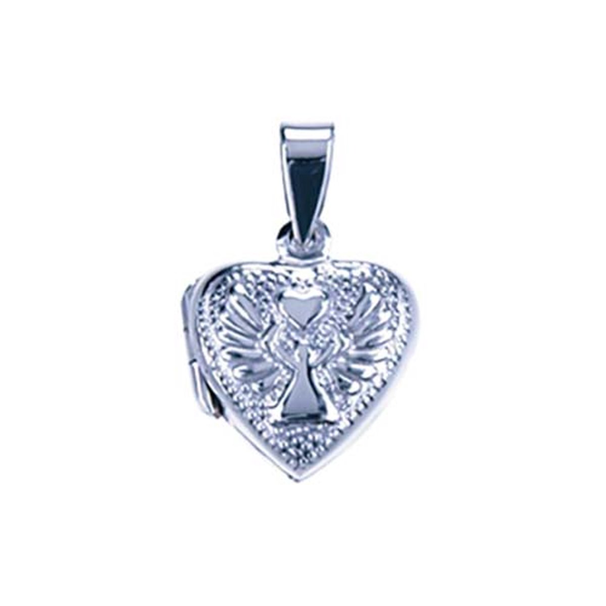 Vriendschapshartje® Medaillon hart met engeltje zilver - hanger met zilveren Jasseron ketting 50cm 1mm