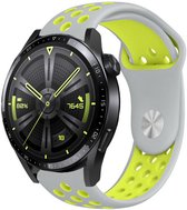 Siliconen Smartwatch bandje - Geschikt voor  Huawei Watch GT 3 46mm sport band - grijs/geel - 46mm - Strap-it Horlogeband / Polsband / Armband