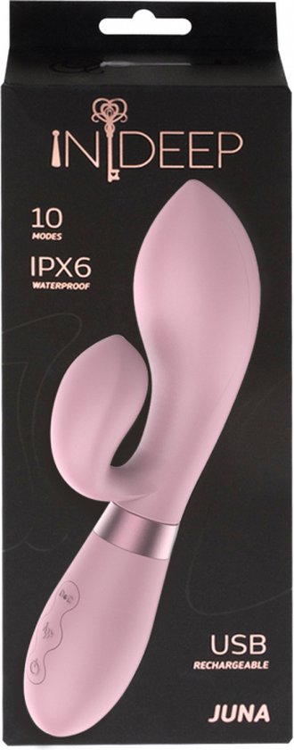 Oplaadbare USB Vibrator - Clitoris Stimulator - 100% Silicone - 2 motoren - 10 standen - Waterdicht (IPX6) - Indeep - Juna - Roze - Merkloos