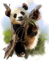 DP Diamond Painting Happy Panda - formaat 40 x 50 cm - Volledige bedekking, vierkante steentjes - Hoogste kwaliteit van DP Benelux Diamond Paintings