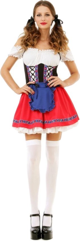 Partyxclusive Dirndl Stein Babe Dames Polyester Wit/rood Maat S