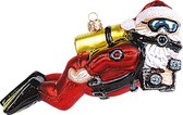 Viv! Christmas Kerstornament - Duikende Kerstman - mond geblazen glas - rood - 15cm