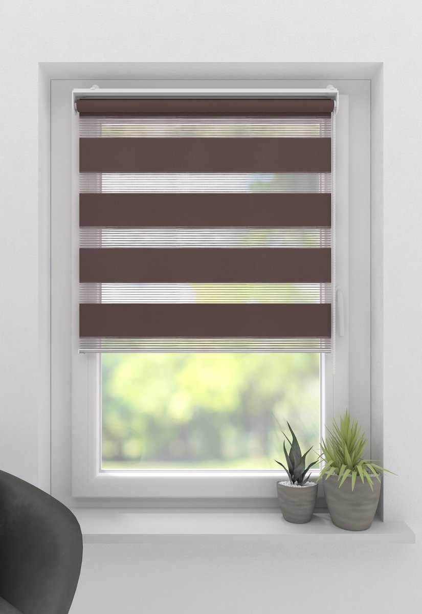 Duo Rolgordijn Splendid Open - Lichtdoorlatend - Brown - 60x180