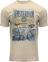 Fox Originals Bike Foto Amsterdam T-shirt  Heren & Dames Katoen Off-white Maat XXL