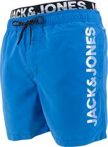 Jack & Jones double waistband tape logo zwemshort blauw - S