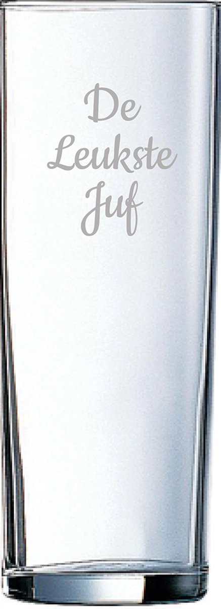 Gegraveerde longdrinkglas 31cl De Leukste Juf