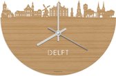Skyline Klok Delft Bamboe hout - Ø 40 cm - Woondecoratie - Wand decoratie woonkamer - WoodWideCities