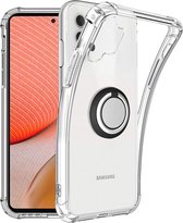 Samsung A32 hoesje Luxe Anti shock- Galaxy A32 5G silicone Backcover Clear case - Samsung Galaxy A32 5G hoesje met Ring houder / Ring vinger houder / standaard