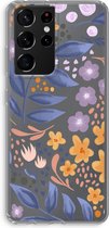 CaseCompany® - Galaxy S21 Ultra hoesje - Flowers with blue leaves - Soft Case / Cover - Bescherming aan alle Kanten - Zijkanten Transparant - Bescherming Over de Schermrand - Back Cover