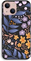 CaseCompany® - iPhone 13 hoesje - Flowers with blue leaves - 100% Biologisch Afbreekbaar - Duurzaam - Biodegradable Soft Case - Milieuvriendelijke Print op Achterkant - Zwarte Zijkanten - Bes