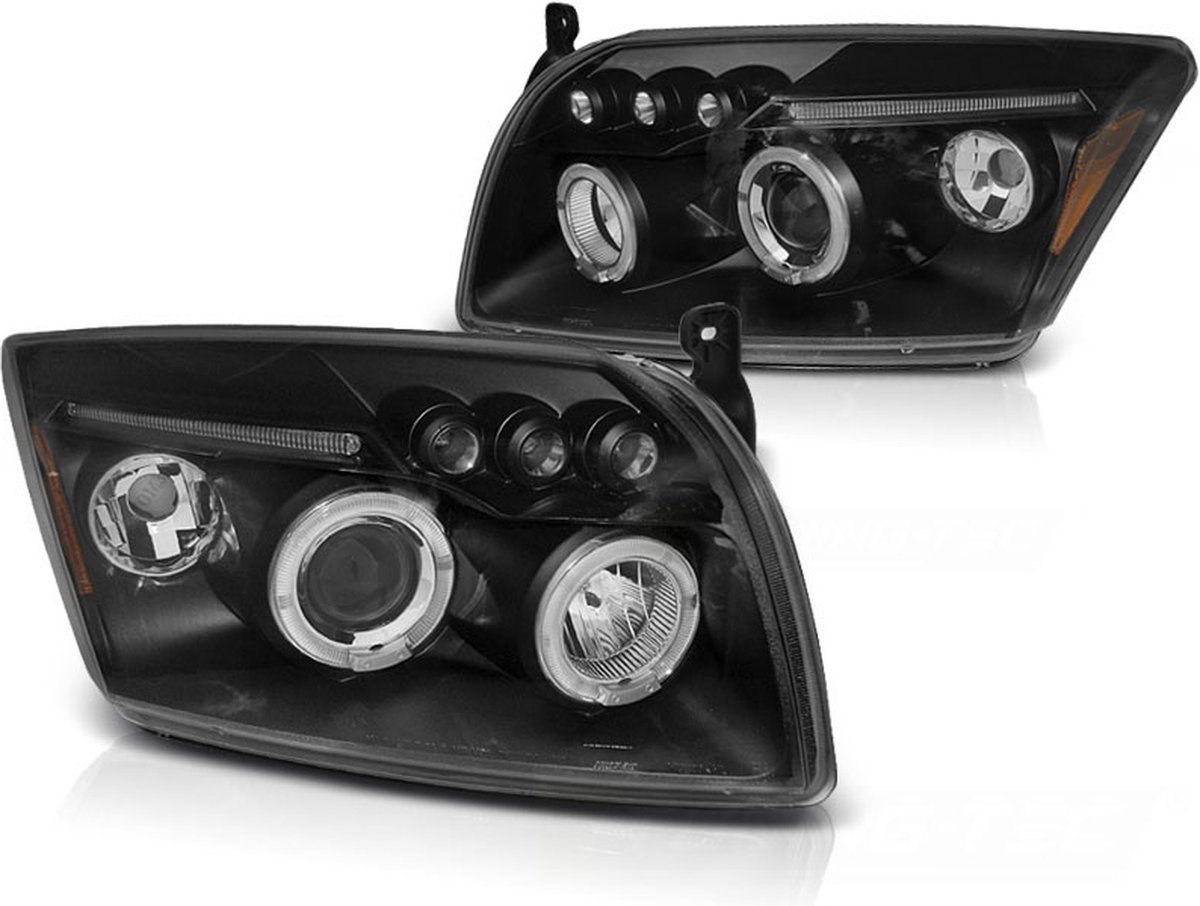 Koplampen dual halo rims DODGE CALIBER 06-12 ANGEL EYES ZWART