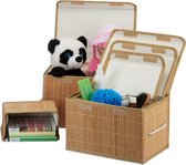 Relaxdays opbergmand - set van 5 - bamboe - manden set - badkamer - opbergbox - bruin