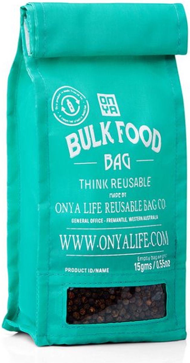 ONYA Herbruikbare Bulk Voedsel Zak Small - Aqua – Duurzaam – Milieuvriendelijk - Herbruikbaar - Lichtgewicht - Compacte Voedselopslag