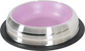 Zolux voerbak / drinkbak merenda rvs antislip roze 225 ml 15,5x15,5x3,5 cm