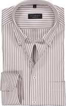 ETERNA comfort fit overhemd - poplin heren overhemd - bruin met wit gestreept - Strijkvrij - Boordmaat: 45