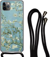 Telefoonkoord - Telefoonketting - Hoesje met koord Geschikt voor iPhone 11 Pro Max - Amandelbloesem - Van Gogh - Kunst - Siliconen - Crossbody - Telefoonhoesje met koord