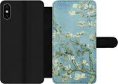 Bookcase Geschikt voor iPhone X telefoonhoesje - Amandelbloesem - Van Gogh - Kunst - Met vakjes - Wallet case met magneetsluiting