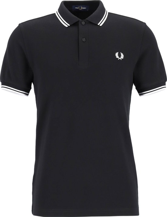 Fred Perry M3600 polo twin tipped shirt - heren polo - Black / White / White - Maat: S