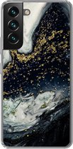 Geschikt voor Samsung Galaxy S22 hoesje - Marmer print - Natuursteen - Goud - Siliconen Telefoonhoesje