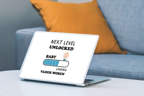 Autocollant pour ordinateur portable - 13,3 pouces - Proverbes - Niveau suivant débloqué : bébé. Loading devenir père - Citations - Papa