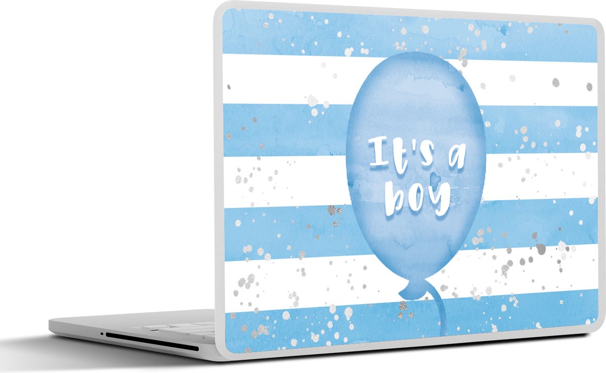 Laptop sticker - 12.3 inch - Jongen - Ballon - Patronen - Quote - Tekst - It's a boy - 30x22cm - Laptopstickers - Laptop skin - Cover