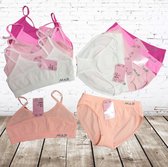 Meisjes ondergoed set bh top met slip zachte kleuren 6 sets -s&C-10/12-Ondergoed sets