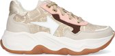 Braqeez 422260-503 Meisjes Lage Sneakers - Beige/Goud - Leer - Veters