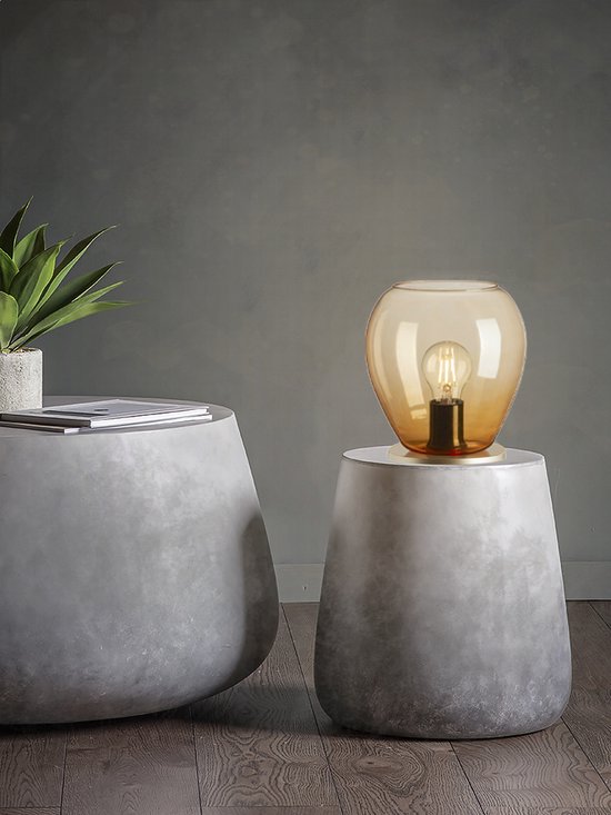 Tafellamp - Home Sweet Home Ovaal - Amberkleurig transparant glas - Glazen kelk  lamp -... | bol.com