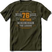 76 Jaar Legend T-Shirt | Goud - Zilver | Grappig Verjaardag Cadeau | Dames - Heren | - Leger Groen - XXL